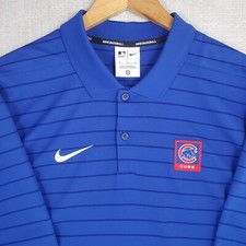 NIKE BASEBALL x CUBS Size XL Mens Performance Polo Shirt Blue Wicking Golf