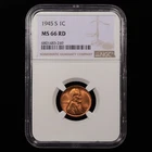 1945 -S Lincoln Wheat Cent 1c - NGC GRADED MS66 RD