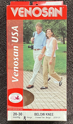 Venison Below Knee Closed Toe Beige Compression Stockings Xlarge 20-30mmHG NEW