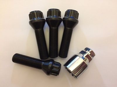 20 X M14x1.25 Black Alloy Wheel Bolts – 73mm Long, 50mm Thread, For BMW – BIMECC
