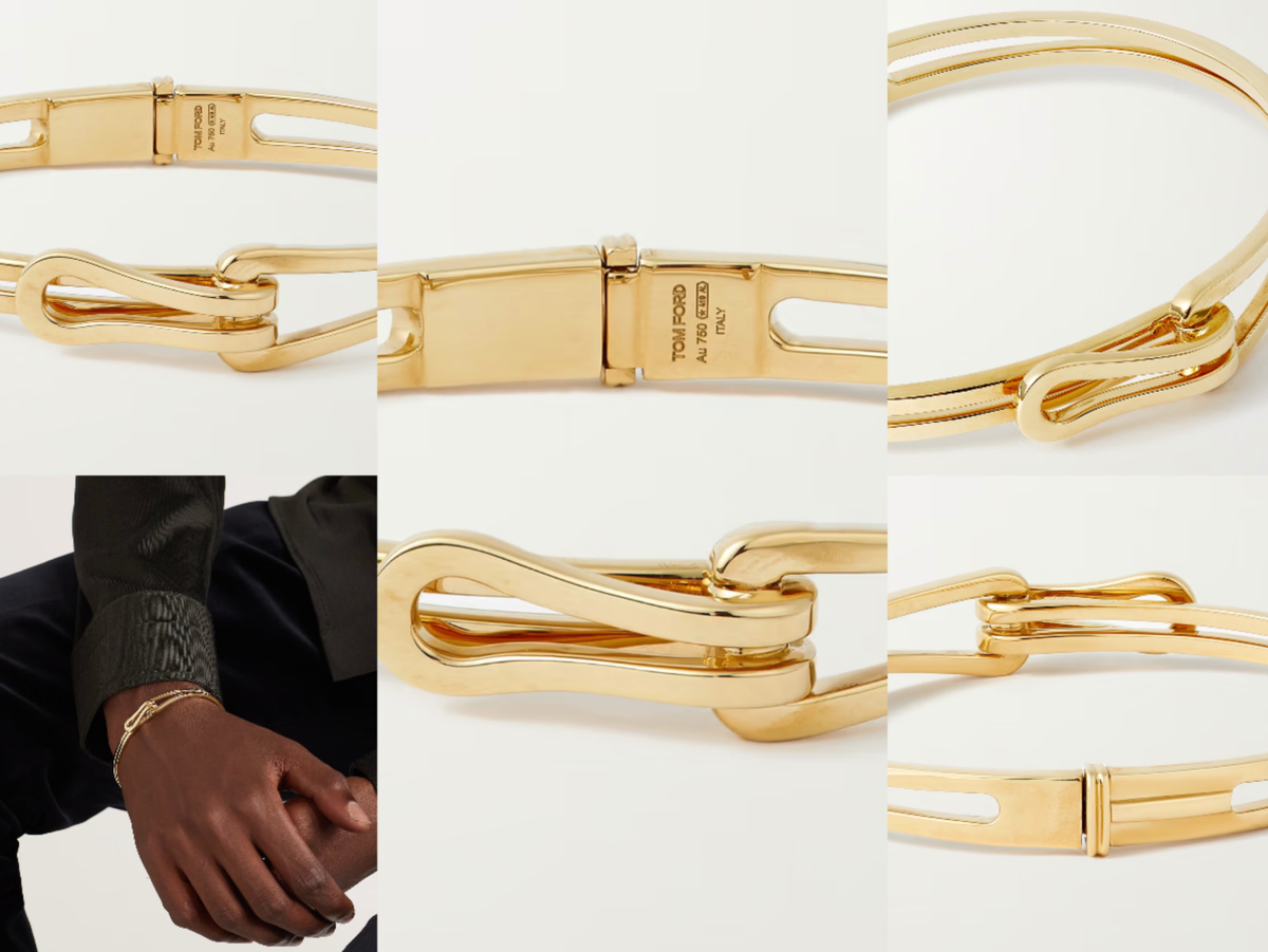 Tom Ford Interlocked 18-Karat Gold Cuff Bracelet Bangle Cuff