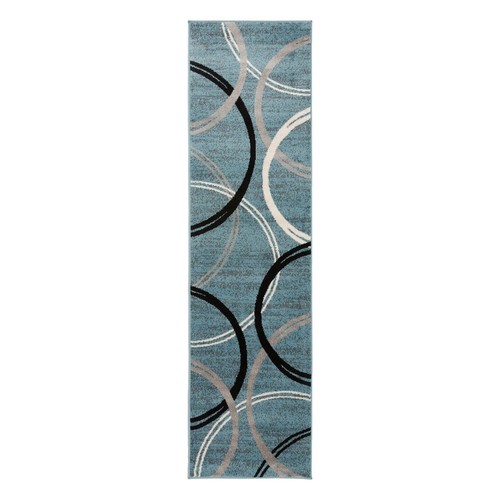 Rugshop Modern Wavy Circles Design Runner Rug 2' x 10' Blue 2' x 10' - Picture 3 of 6