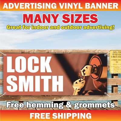 LOCK SMITH Advertising Banner Vinyl Mesh Sign key cut hardware LOCKSMITH service
