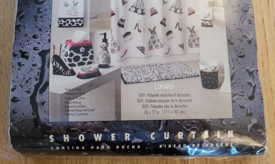 NOVO! Cortina de chuveiro Saturday Knight Ltd. COSMO 70" x 72" ~ 100% poliéster - Imagem 3 de 4