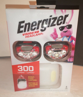 ENERGIZER VISION HD HEADLAMP LP09071 300 LUMENS RED IPX4 2 Pk With Bonus Lantern