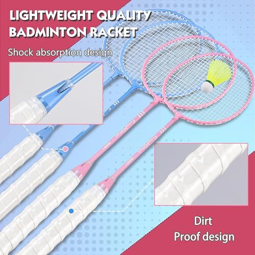 Sports Badminton Racket Set for Backyard Games, Including 4 Rackets, 2 Players - Bild 6 von 7