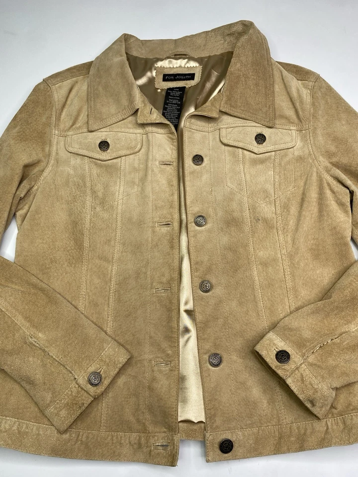 Chaqueta De Colección Para Mujer Joseph Talla L Beige 100% Gamuza Bolsillos Abotonados Foto 3 de 4