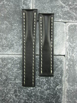 22mm Kalb Lederarmband Schwarz Einsatz Uhr Band für BREITLING Navitimer x1