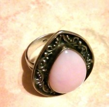Authentic Peruvian Pink Opal 7.34 ct ring, Sterling Silver