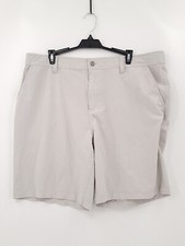 Performance Chino Shorts Mens Adult Size 38 Gray Polyester Stretch Flat Front