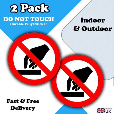 2er-Pack Runde Nicht Berühren Symbol Sicherheit Vinyl Aufkleber - Display Hinweis - 85 mm