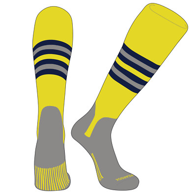 OTC Baseball Softball Stirrup Socks (F, 5in) Brt Yellow, Navy, Silver, SV