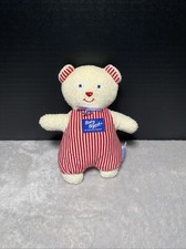 Oshkosh Baby B'gosh Teddy Bear Plush Stripe Red White Blue Rattle Toy Lovey