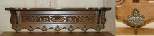 LOVELY DUTCH FINE CHERUB CARVED OAK COAT HAT SCARF WALL RACK HANGER ROYAL HOOKS