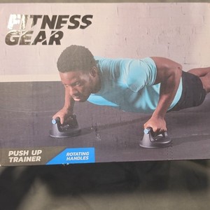 Fitness Gear Push Up Trainer Rotating Grip Stands Plastic Black/Blue 2pc 300lb