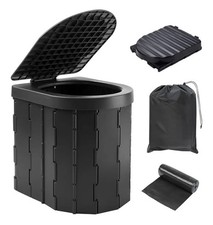 WC Portatile Campeggio 28x33x30cm 250kg Nero Leggero 1,4kg Toilette Camping