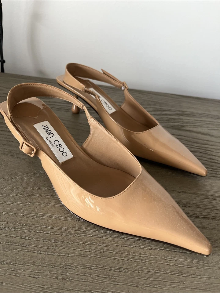 Jimmy Choo Beige Tacón Alto Talla 7-1/2 (IT 37-1/2) Excelente Estado, Usado 3x Foto 2 de 4