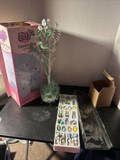 18" Wire Easter Tree Garden Base 21 Wood Bunny Egg Chick Hand Painted Ornaments