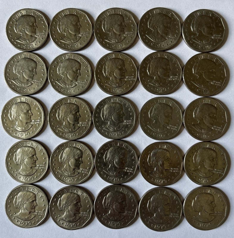 Susan B Anthony $1 Dollar 1979 P Full Roll of 25 Coins