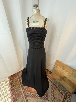 Black Silk Formal Gown Maxi Dress 1990s Vintage Ralph Lauren Sequins S 4 |  eBay