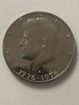 1776-1976 S Silver 50C Kennedy  PF UCameo  Facsimile Signature Portrait Label 