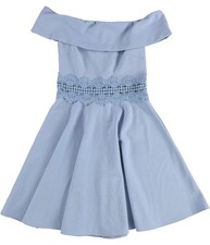 B. DARLIN Womens Crochet Trim Fit & Flare Dress, Blue, Juniors, 1/2