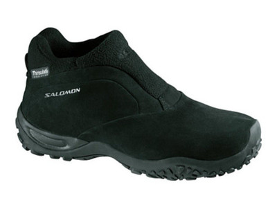 Vtg SALOMON Contagrip Sidkik Snow Boot Black Suede Slip On Shoes Thinsulate 10.5
