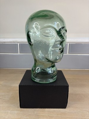 Vintage Glas Display Kopf Schaufensterpuppe 8'' grüne Tönung