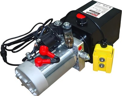 12V DC Double Acting Hydraulic Pump Power Unit 6 Quart for Dump Trailer Lift