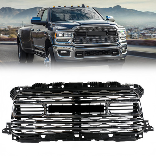 For RAM 2500 3500 2020-2024 Chrome Front Bumper Upper Grille W/O Camera Hole