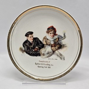 Antique Advertising Plate Sydnor & Hundley 1911 Signs of a Thaw Romantic Winter