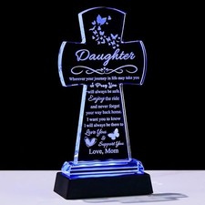 Gifts for Daughter from Mom - Crystal Cross Christian LED HEART- Miscarriage