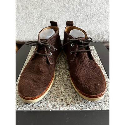Massimo Dutti Mens Brown Textured Suede Chukka Desert Boots Size 43 10-10.5