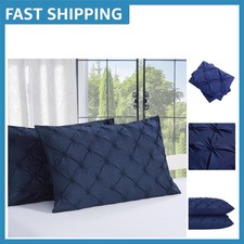 Set of 2 Machine Washable Navy Blue Pillow Shams with Elegant Envelope Closure