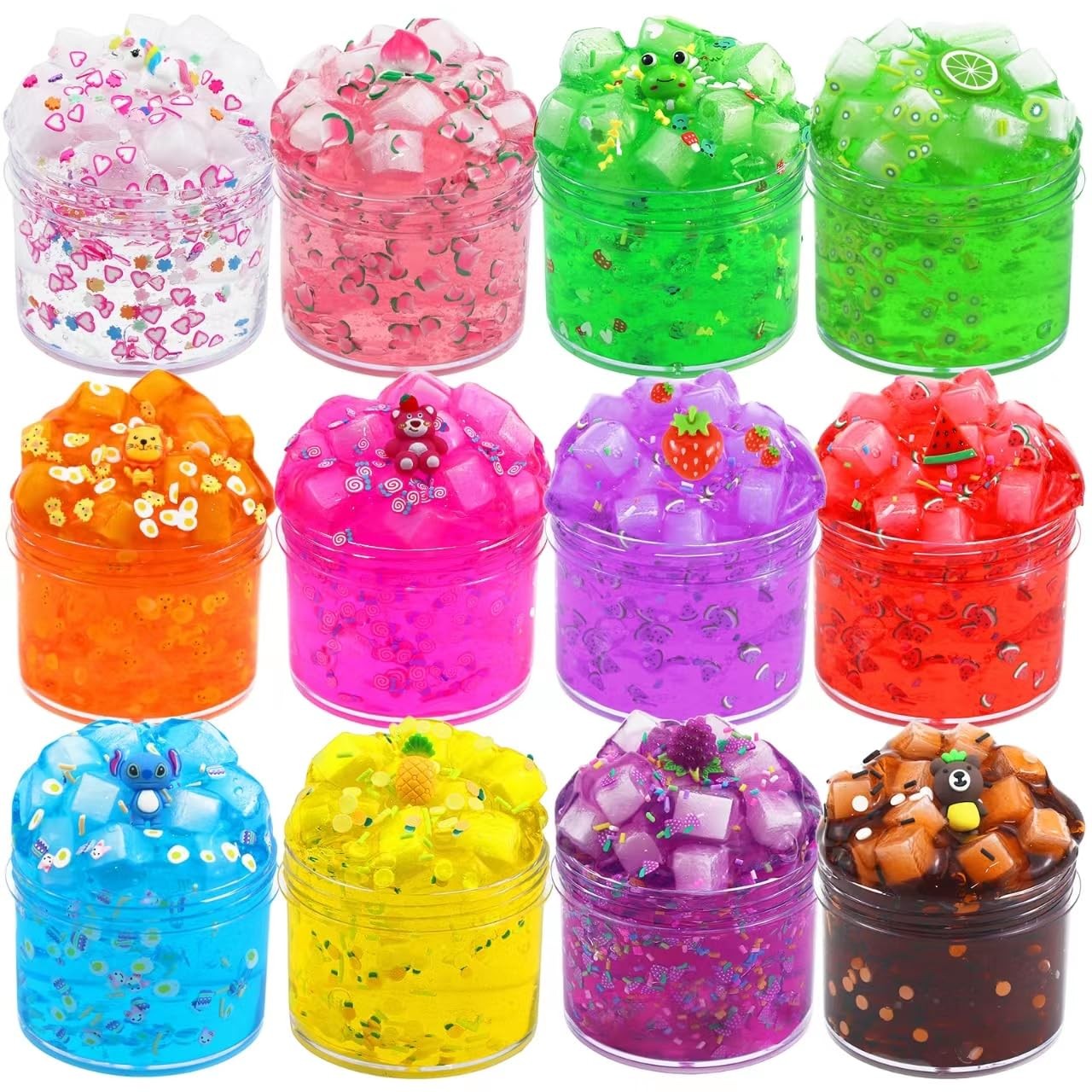 Slime Kits for Girls, 12 Packs Clear Slime Jelly Crunchy Kit, Non Sticky Slime