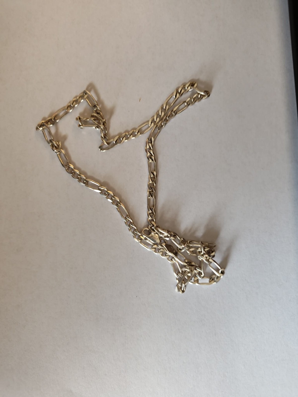 22" 925 Sterling Silver SOLID Figaro Necklace wit… - image 1