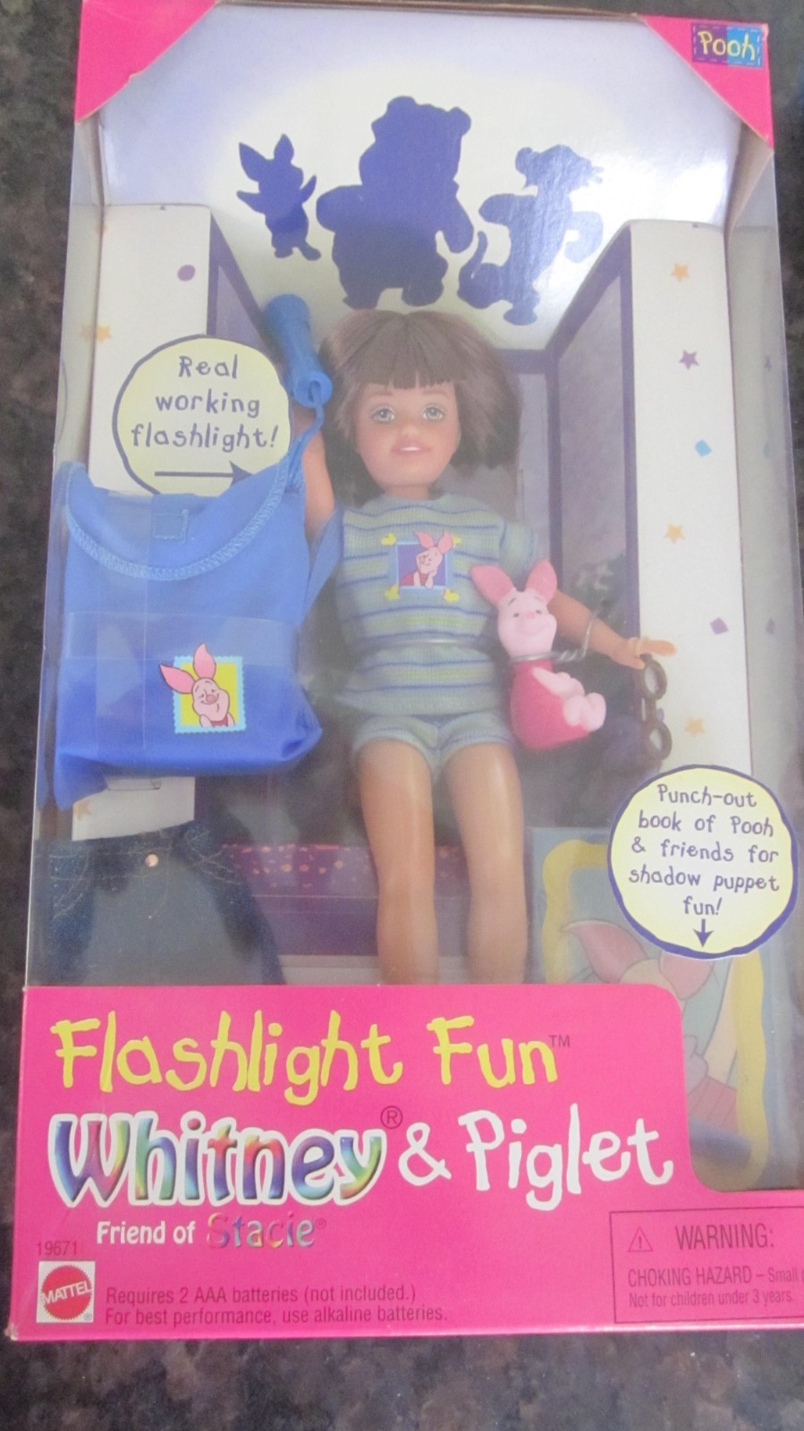 Barbie 1997 Flashlight Fun Whitney Doll & Piglet  Mattel 19671, box never opene
