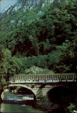 Bridge Over The River Cerna Baile Herculane Romania vintage postcard h490