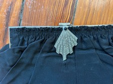 Vintage/Deco Black clutch Handbag Evening Bag With a Rhinestone Clasp