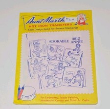 Aunt Martha's Hot Iron Transfers Vintage Embrod. Patterns 3812 Adorable Annie