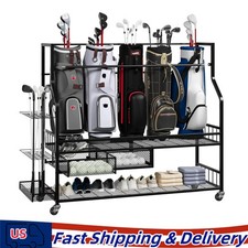 Golf Bags Storage Garage Organizer Golf Bag Stand with Wheel for Garage Basement
