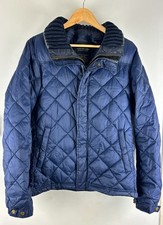 Scotch & Soda Mens Quilted Jakcet L Navy Detachable Knit Collar Padded Coat
