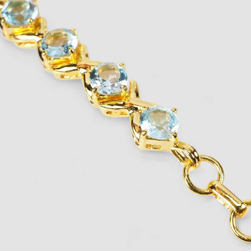 Cautivadoras pulseras y dijes aguamarina azul bebé plata de ley 925 oro 24K Foto 2 de 4