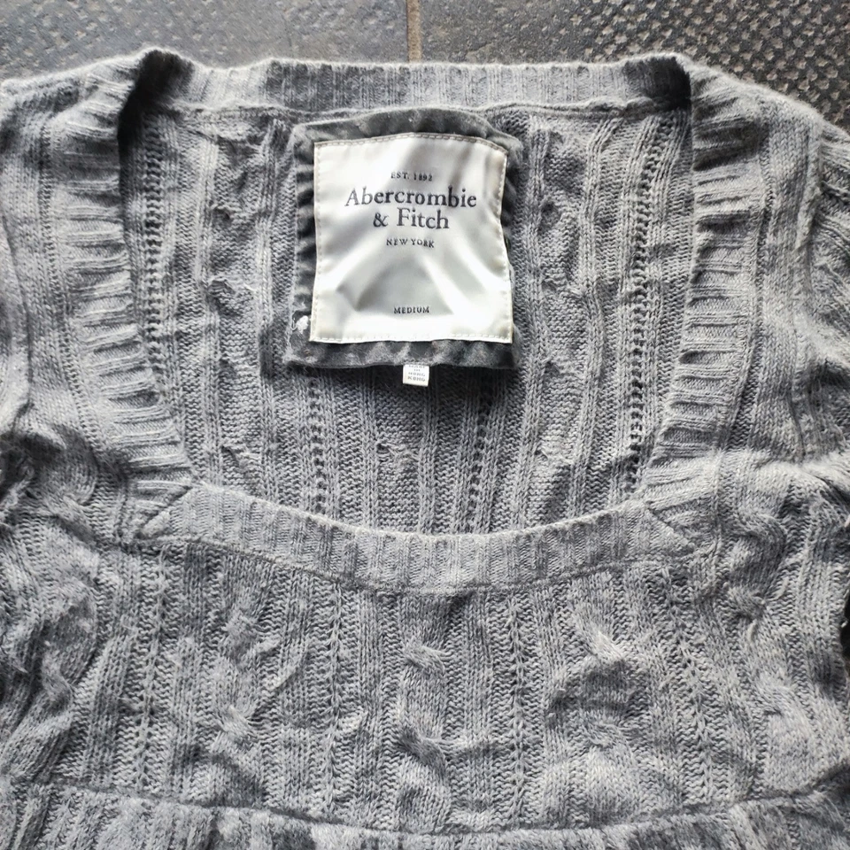 Pull babydoll vintage Y2K Abercrombie &Fitch maille grise T.M - Photo 2/4
