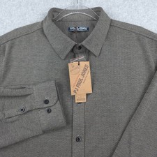 PJ Paul Jones Shirt Mens XL Brown Herringbone Stretch Long Sleeve Button Up