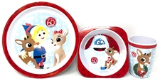 (3) Rudolph The Red-Nosed Reindeer Plate Bowl Cup New Bumble Clarice Hermey
