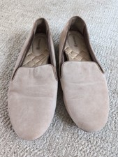 Birdies Womens Tan Beige Slip On Flat Velour Leather Shoes Size 8