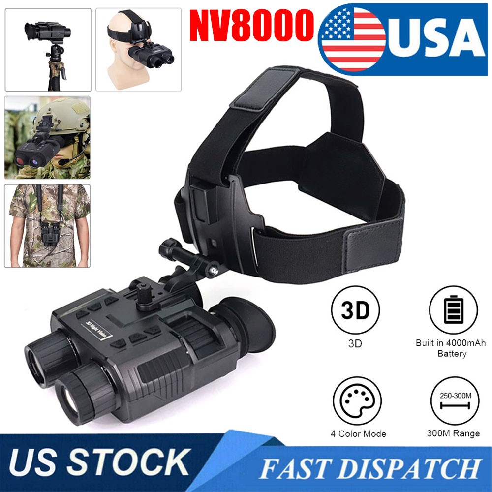 NV8000 1080P Night Vision Binoculars Goggles Head Mount Infrared Night Vision
