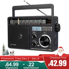 TR618 Portable Shortwave Radio AM FM Radio Plug in Wall,SD/USB For Senior Gift