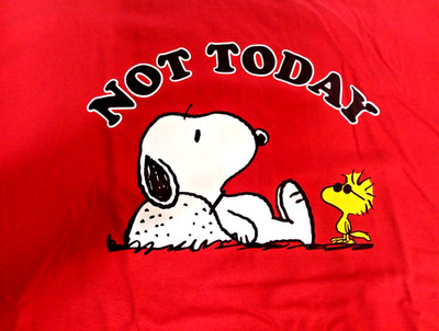 XL PEANUTS Snoopy ''Not Today'' Men's Red ShortSleeve T-Shirt Free Shipping 